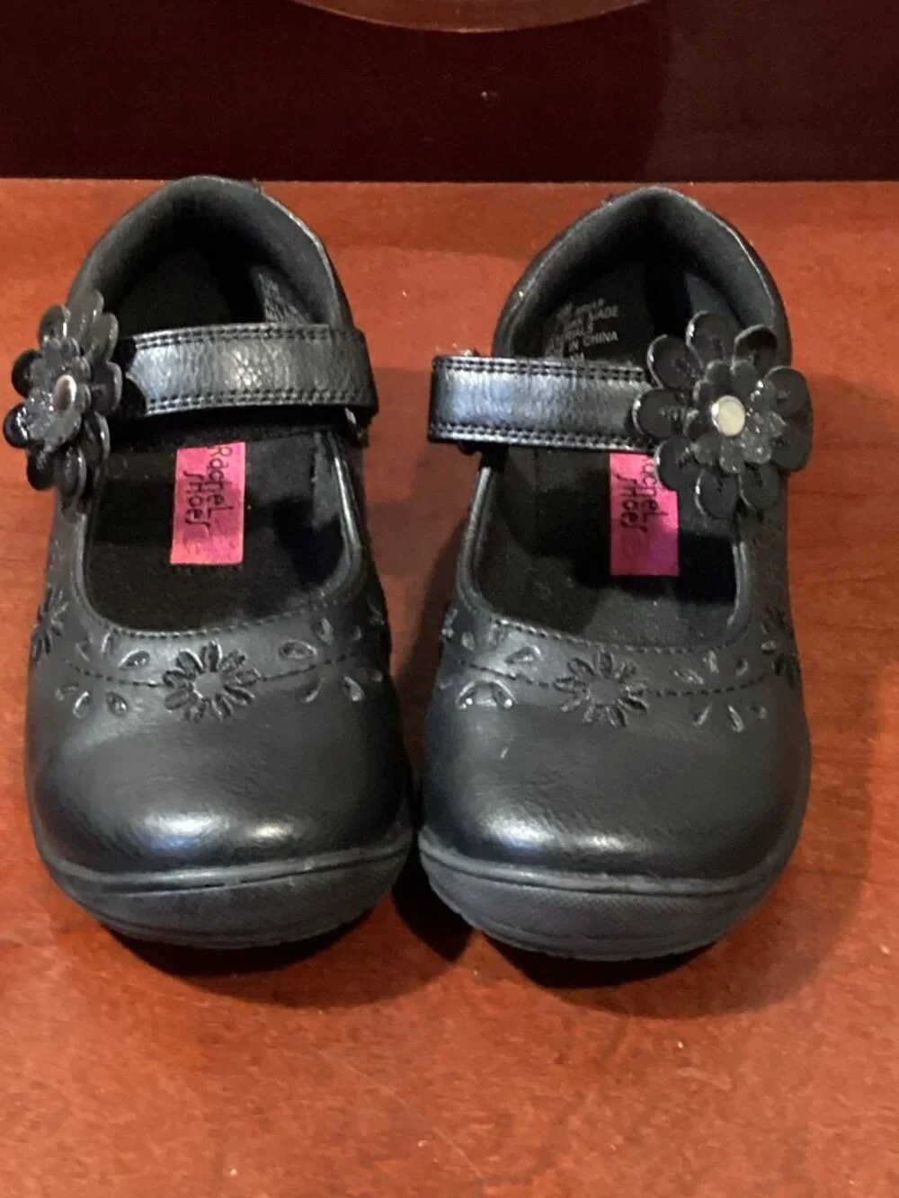 Girls Black Floral Mary Jane Dress Shoes